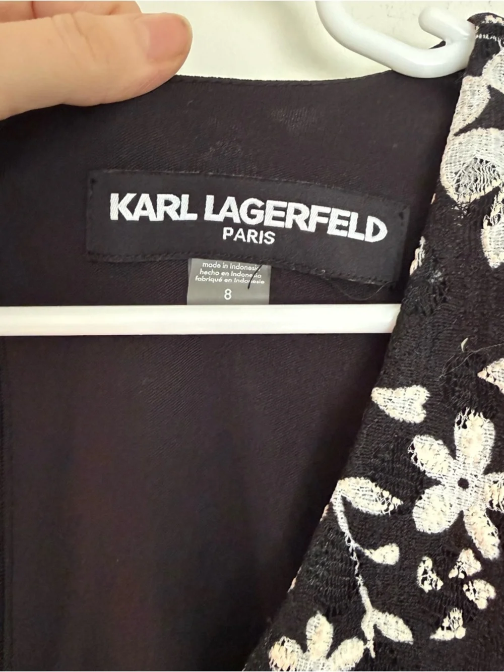 Karl Lagerfeld Paris Black and White Floral Lace Dress